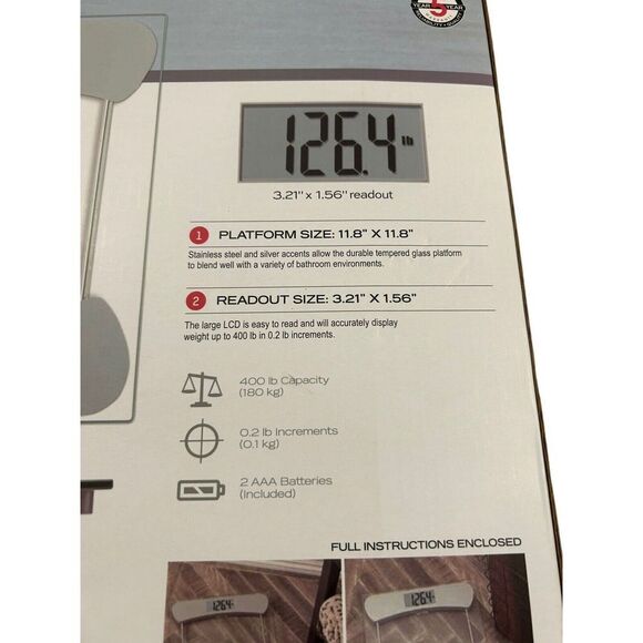 Taylor Smart Digital Body Scale Tempered Glass Platform 400 lb Capacity - Picture 3 of 5